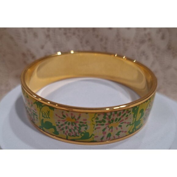 Lilly Pulitzer Sparkle Photodome Gold-Tone Floral Enamel Bangle Bracelet - Picture 7 of 10